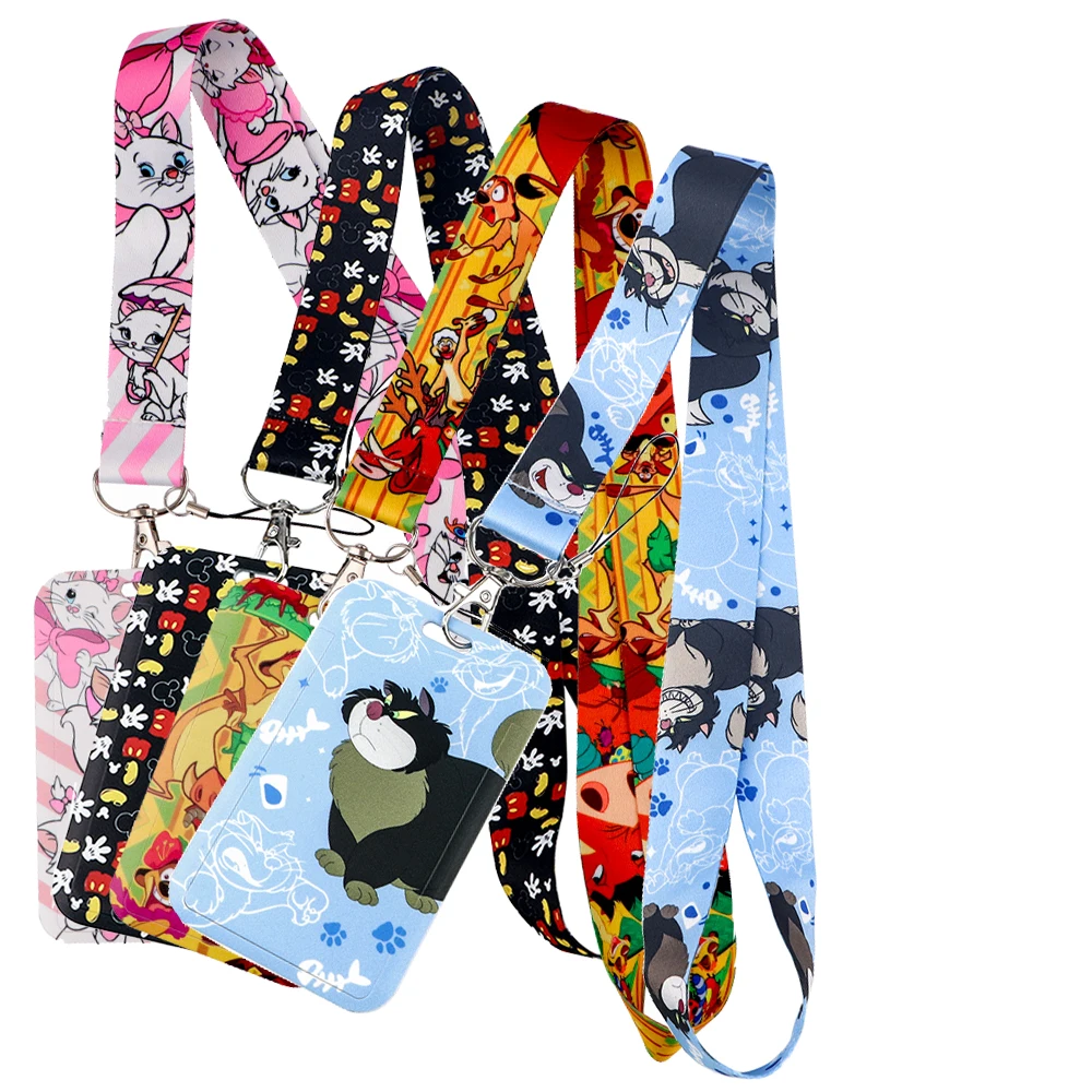 Cartoon Cat Strap Lanyards for Keys Keychain Badge Holder ID Credit Card Pass Hang Rope Lariat Accessories Gifts