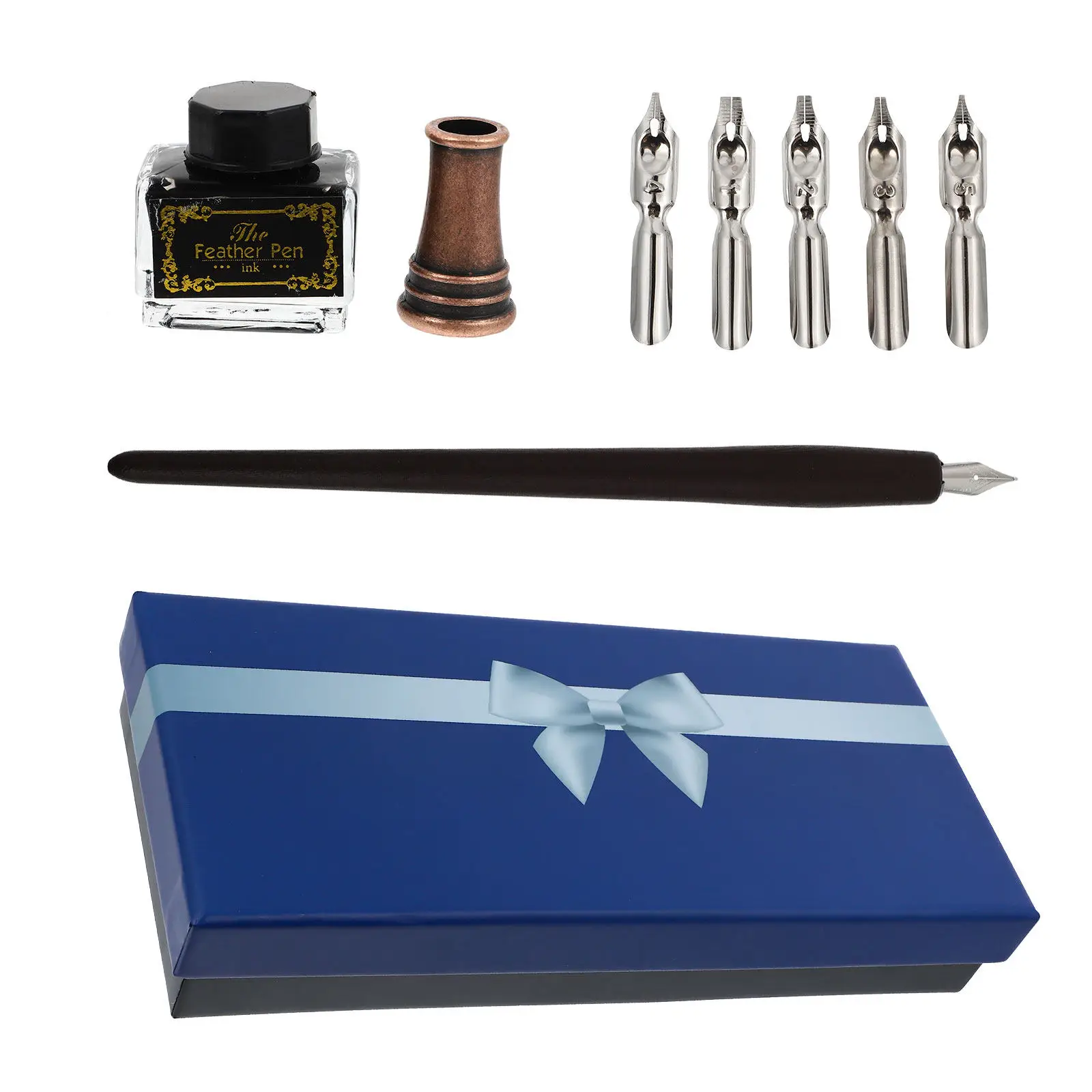 1Set Dipped Pen Gift Box Vintage Style Calligraphy Dip Pen Set Beautiful Decorated Retro Craftsmanship Perfect for Naming