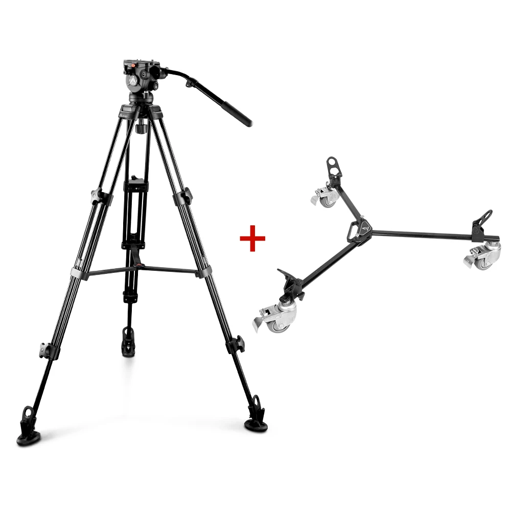 E-IMAGE EI7060AADK 75mm Aluminum  tripod for camcorder camera  with wheels dolly track