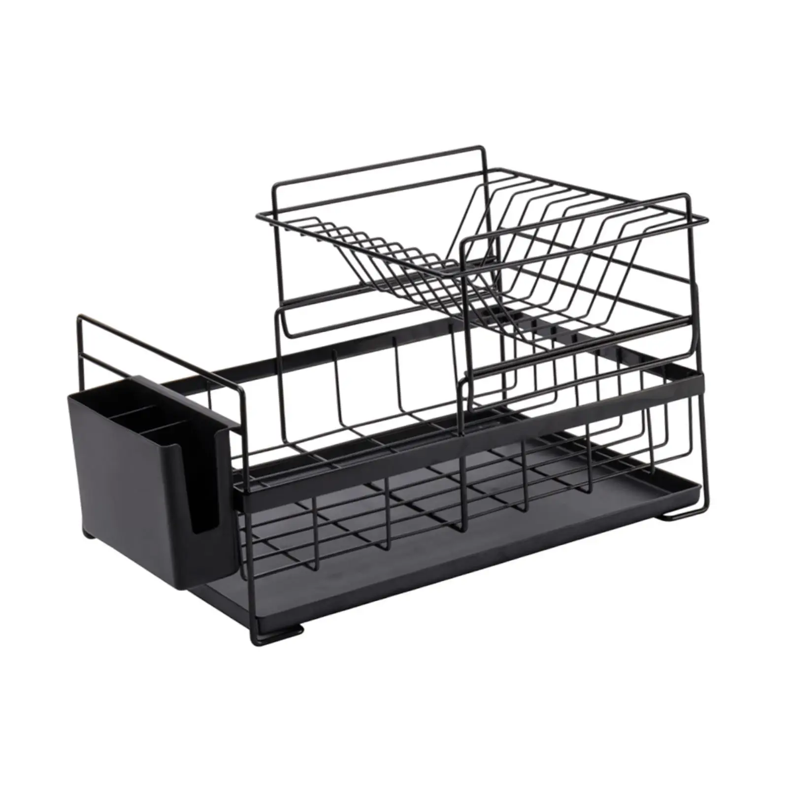 

2 Tier Dish Rack Cups Holder Household Dish Drainer Tray for Hotel Bars Home