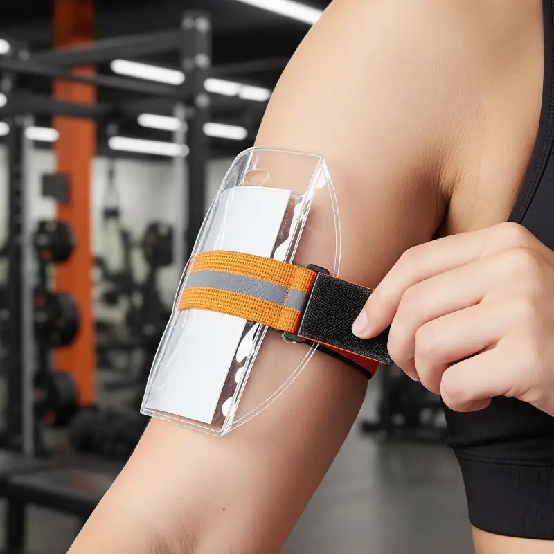 ID Badge Holder Adjustable Reflective Wristband Elastic Plastic Arm Band for Corporate Team Building Outdoor Sports Events
