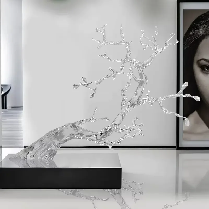 Large Transparent Resin Tree Sculpture Modern Art Decoration for Hotel Lobby Villa Model Room Indoor Home Office Centerpiece