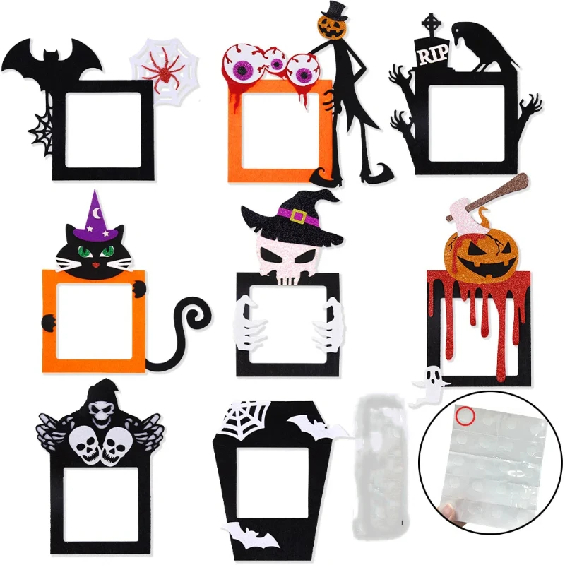 

8pcs Halloween Switch Sticker Set Protect Your Switches with Witch Pumpkin Designs Felt Border Adds a Spooky Touch to Your Home