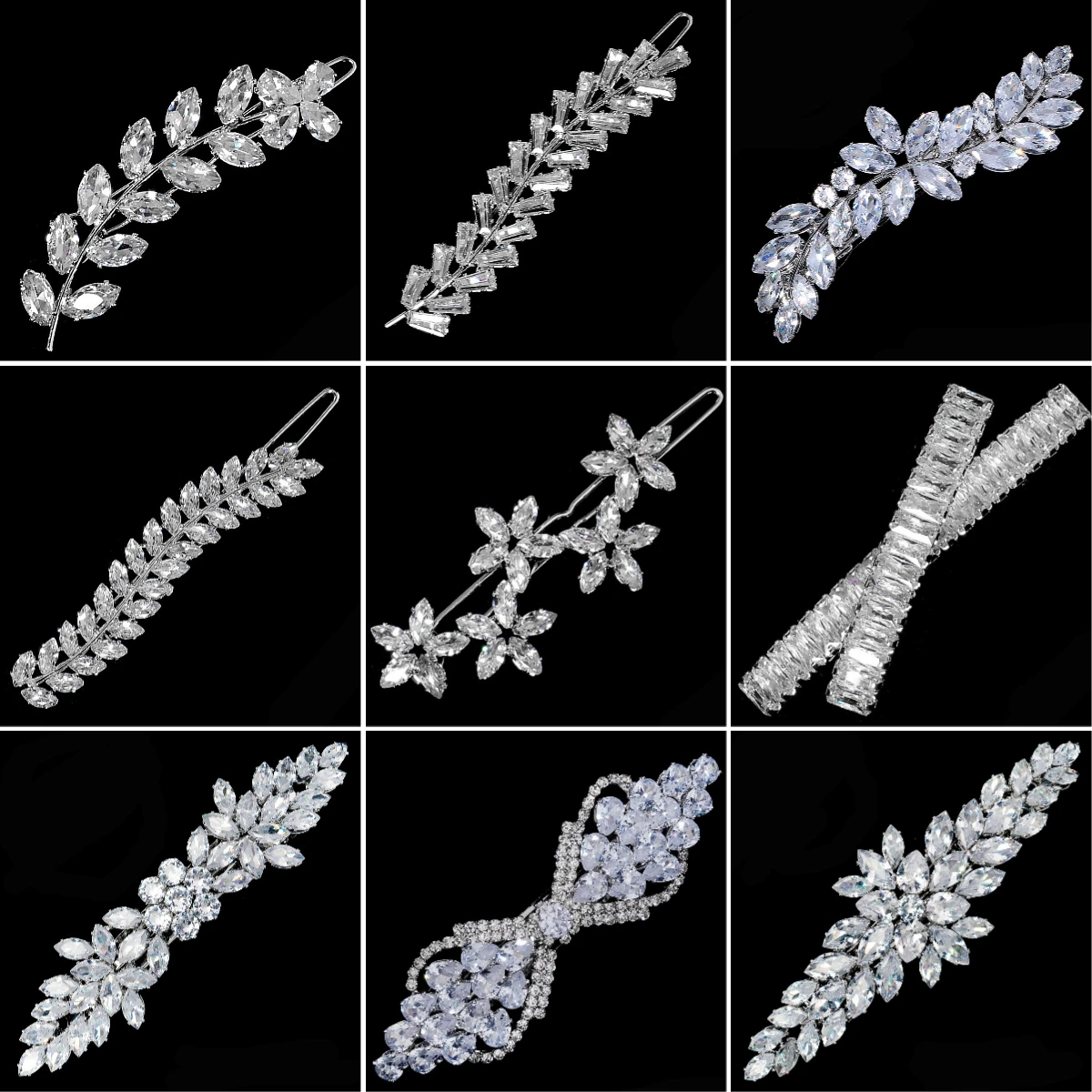1PCS Fashion Floral Leaf Zircon Hair Clip Luxury Rhinestone 
