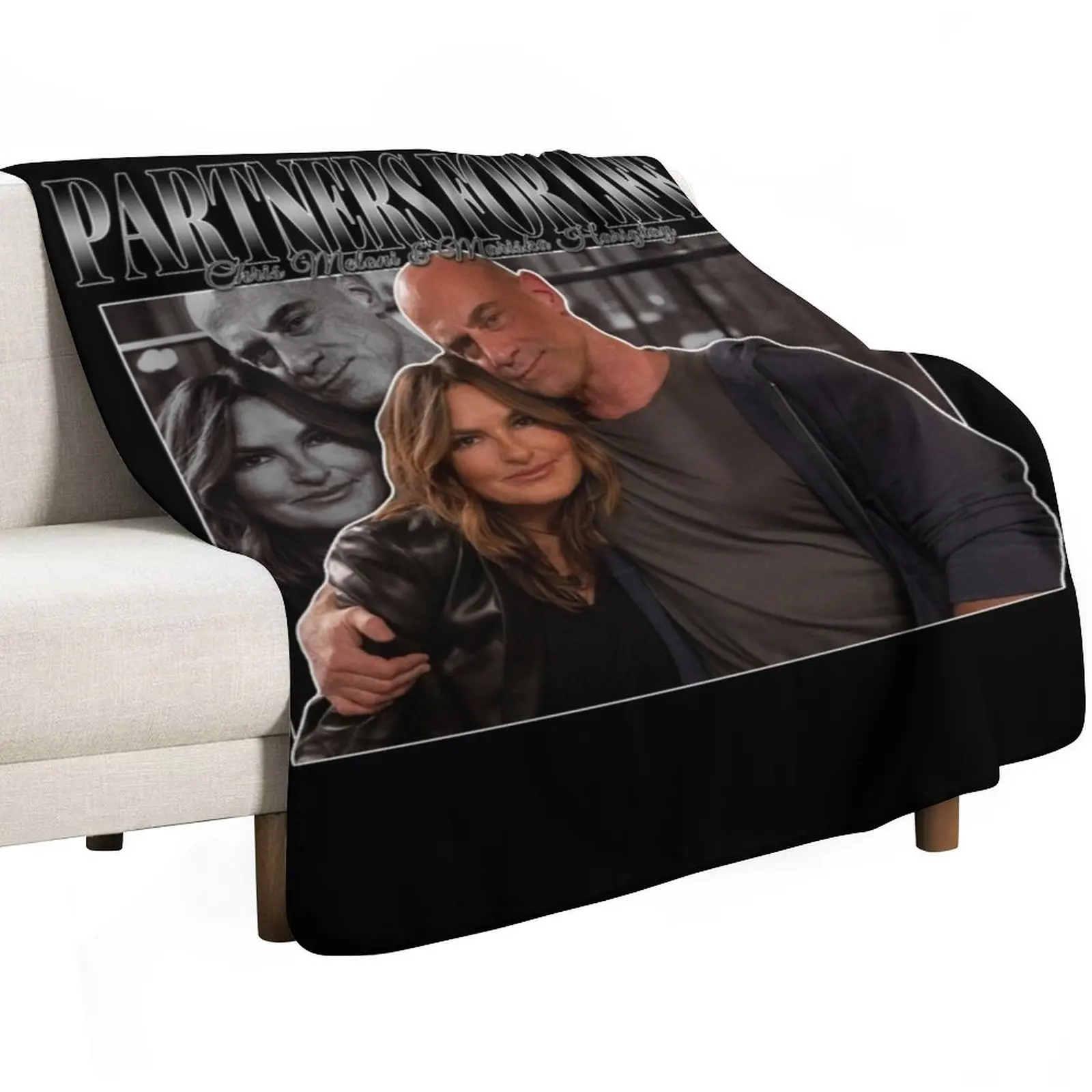 Partners for Life Mariska Hargitay and Chris Meloni 90s Inspired Vintage Homage Classic Throw Blanket Hair Bed Blankets