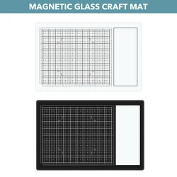 White/Black Magnetic Glass Cutting Craft Mat - Large Work Surface with Measuring Grid and Palette for Paint, Ink