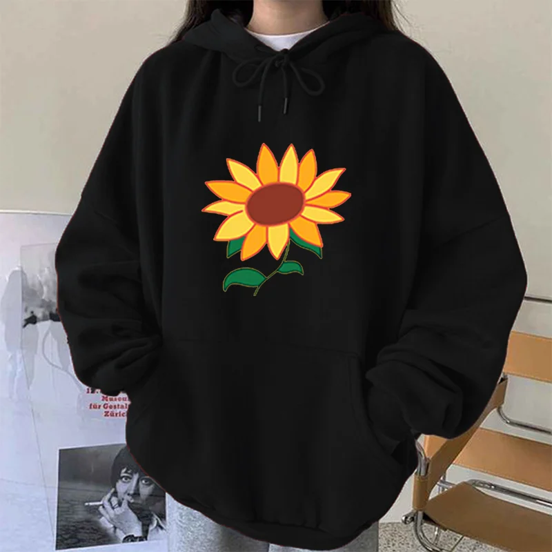 

Seeyoushy Sun Flower Graphics Print Women Sweatshirts Hoodie Tops Long Sleeve Drop Shoulders Streetwear Casual Pullovers Women