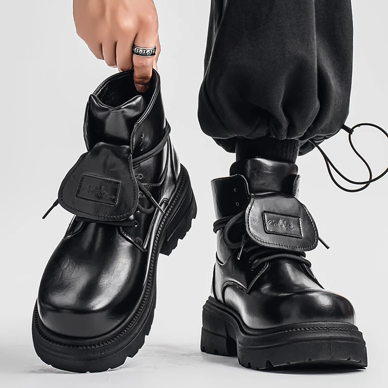 أحذية ديربي للرجال لخريف وشتاء 2025: أحذية ذات نعل سميك لزيادة الارتفاع ورأس كبير ونعل سميك عالي الجودة. #2
