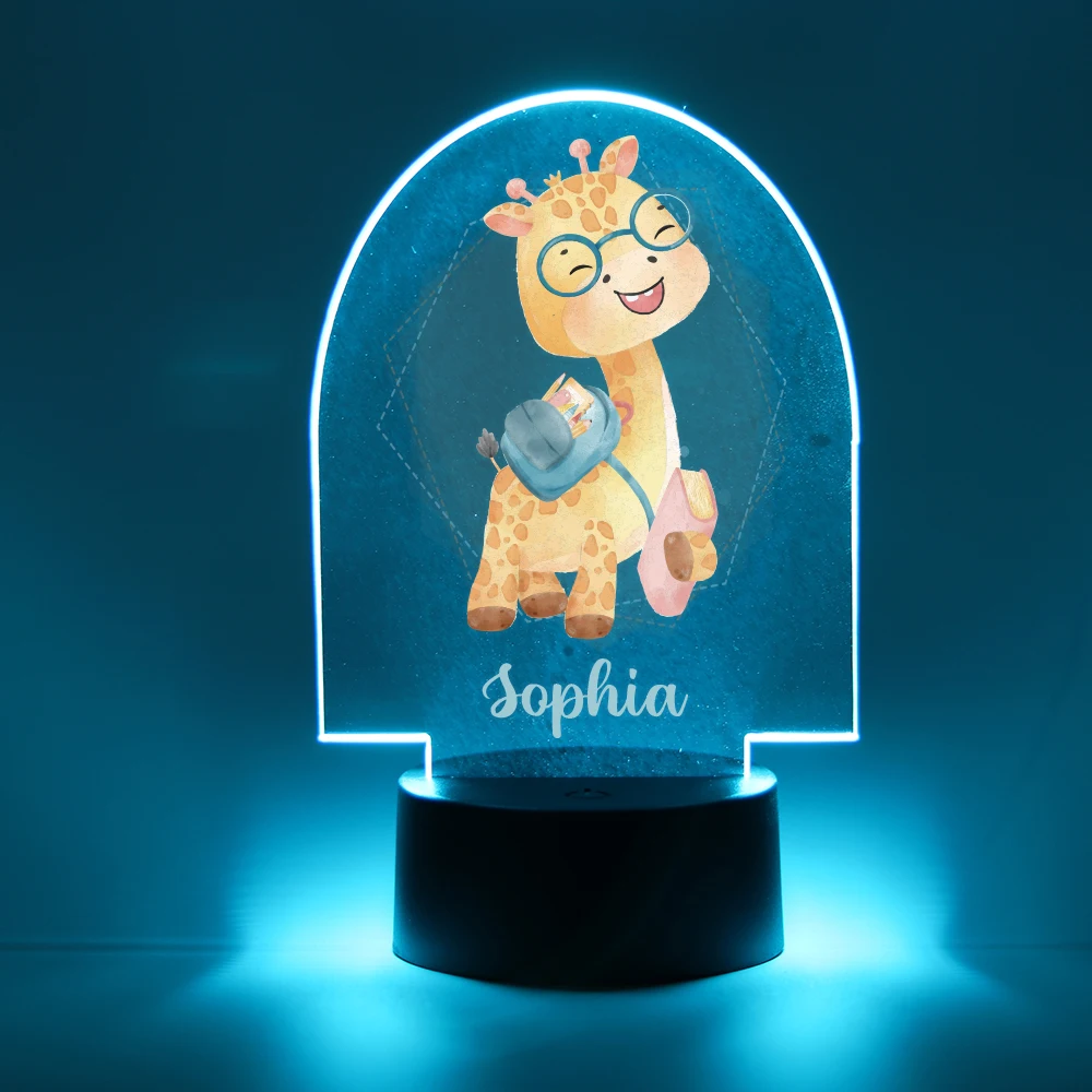 Personalizado 3D LED Bedside Lamp para crianças, girafa, engraçado, personalizado, decoração do quarto, presente de aniversário