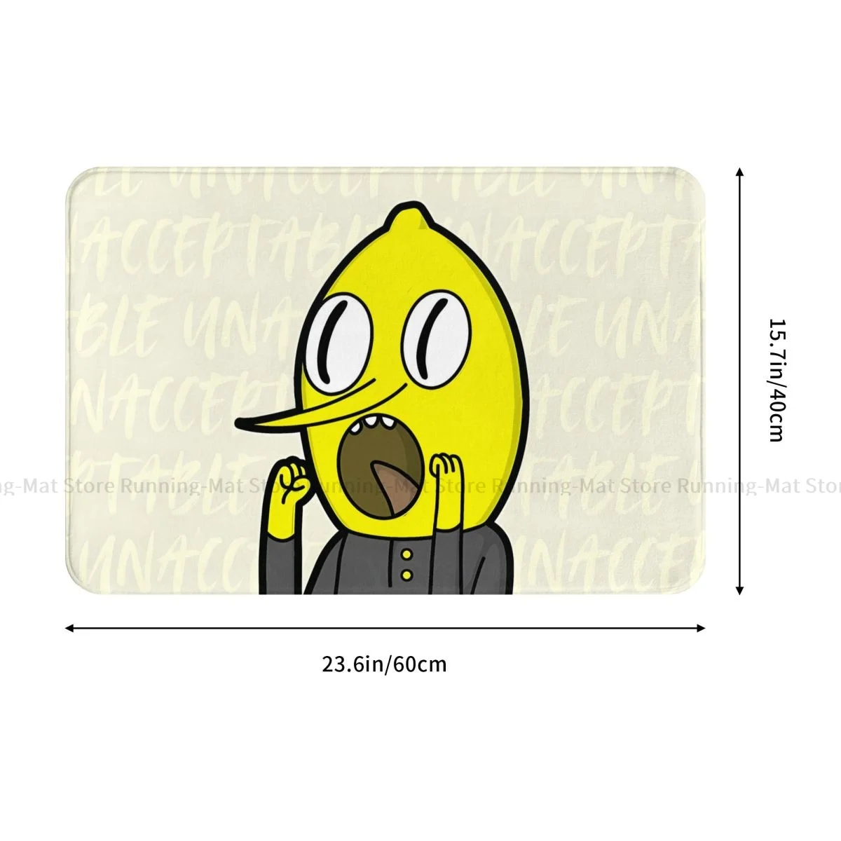 Adventure Time Animation Cartoon Non-slip Doormat UNACCEPTABLE By Lemongrab Bath Bedroom Mat Welcome Carpet Home Pattern Decor