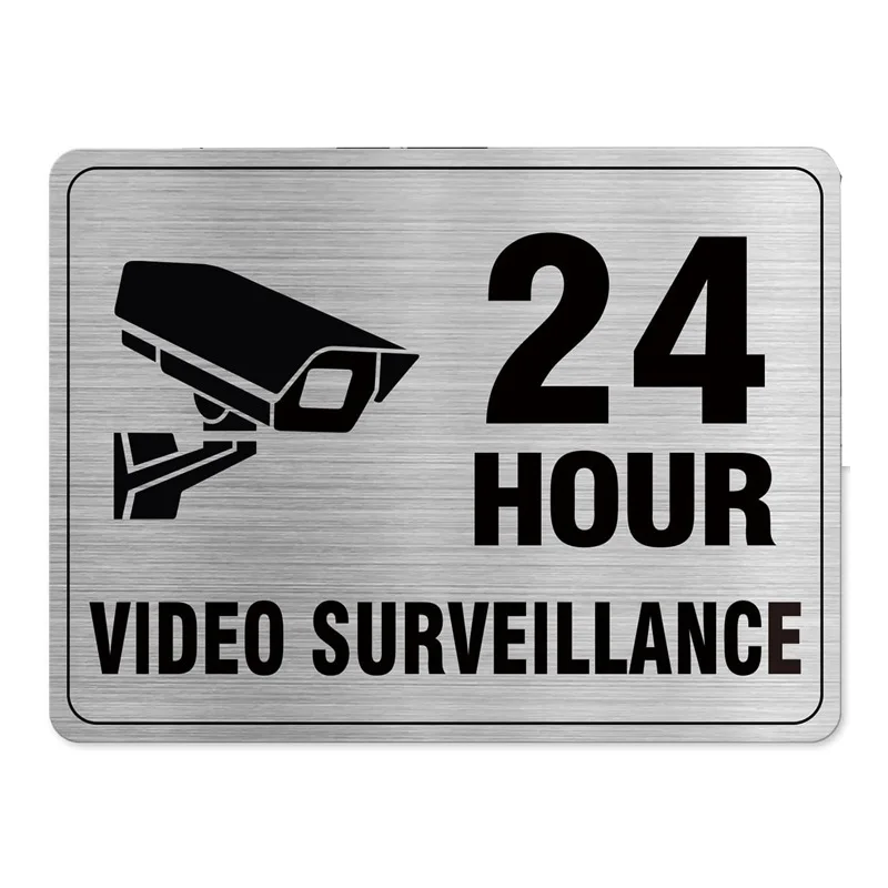 Warning Board 24 Hour Video Surveillance Private Property No Trespassing Metal Sign Suitable for Outdoor Indoor Wall Decorati