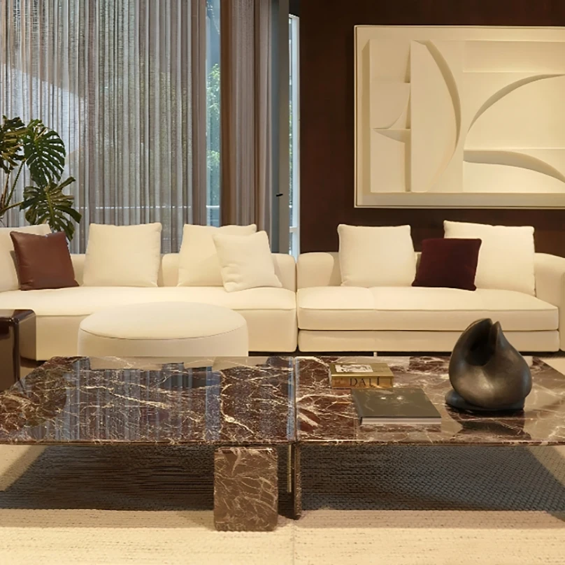 Italian Minimalist Green Marble Coffee Table, Modern Round Narcissus Stone Design, Heat & Scratch Resistant, Customizable