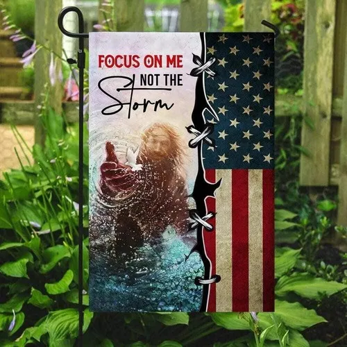 Focus On Me Not The Storm Jesus Hand Christian American Double-sided Flag XXH LLP LLX uui