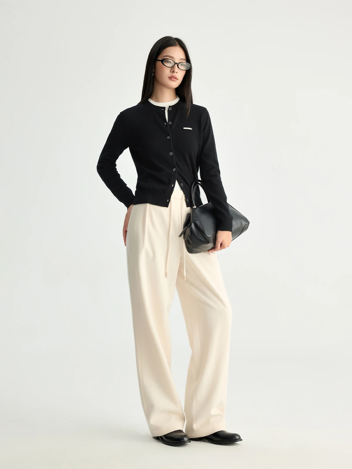 

Брюки Miranda из шерсти и шелка с высокой талией, широкие, прямого кроя, в корейском стиле, осенние, женские