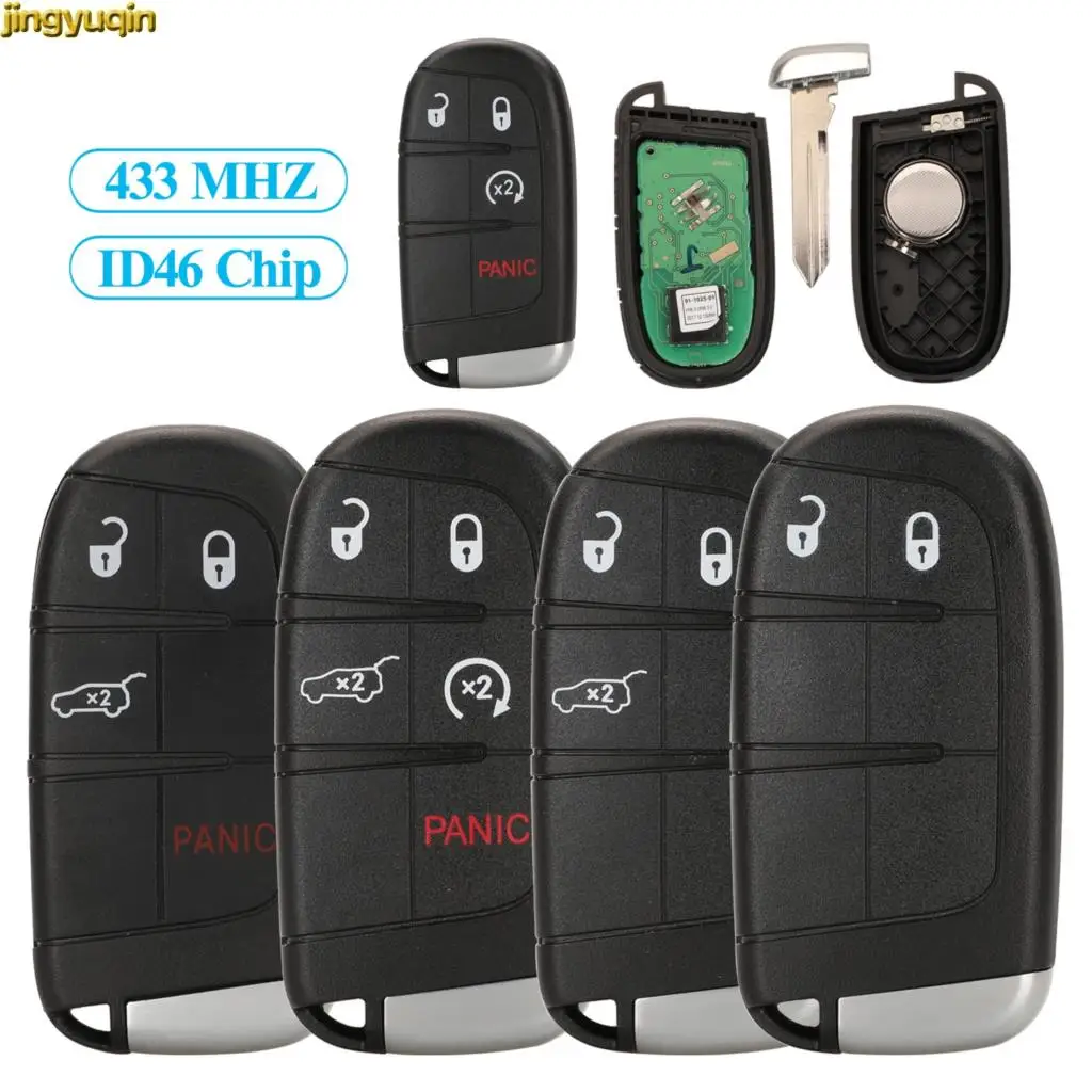 

Jingyuqin Smart Remote Key Fob 433MHZ ID46 PCF7945/7953 For Jeep Grand Cherokee Renegade Compass 2013-2020 M3N40821302