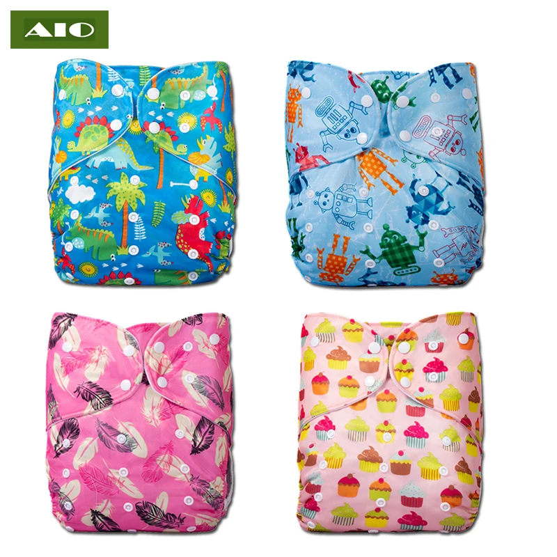 AIO 1Pcs Diaper for Baby Wholesale Cloth Diapers Cotton Diaper Newborn Washable Waterproof Reusable Nappies Fit Child Wholesale