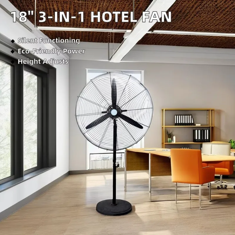 Wholesale 18-Inch Three-in-One Industrial Electric Air Cooling Fan Hot Selling Household Shaking Head Fan for Hotel Use
