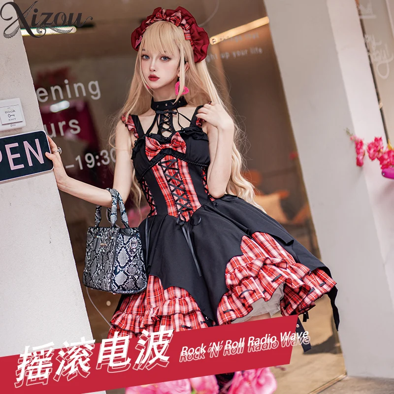 فستان نسائي حلو غير منتظم ثقافة فرعية منقوشة JSK فستان أصلي لطيف على طراز لوليتا فساتين قصيرة عصرية للفتيات #2