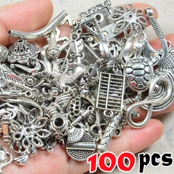 100pcs Mixed Tibetan Silver Random Pendant Animals Charms Beads for Jewelry Making Bracelet DIY Earrings Necklace DIY Craft Gift