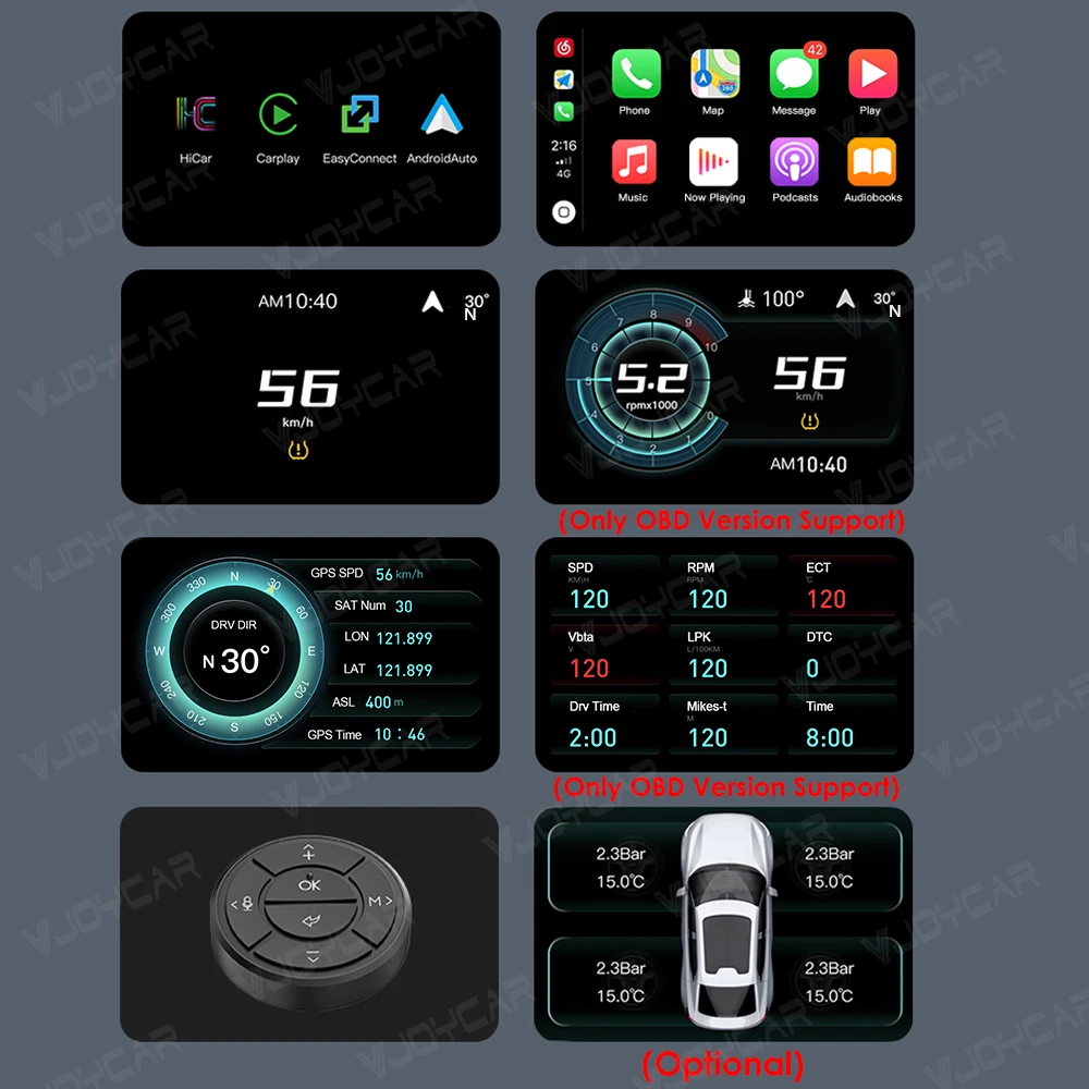 2025 hot sale Vjoycar Wireless Car BLE Carplay Head up Display Navigation H10 Google Map Free Car Window Projector Driving Safet
