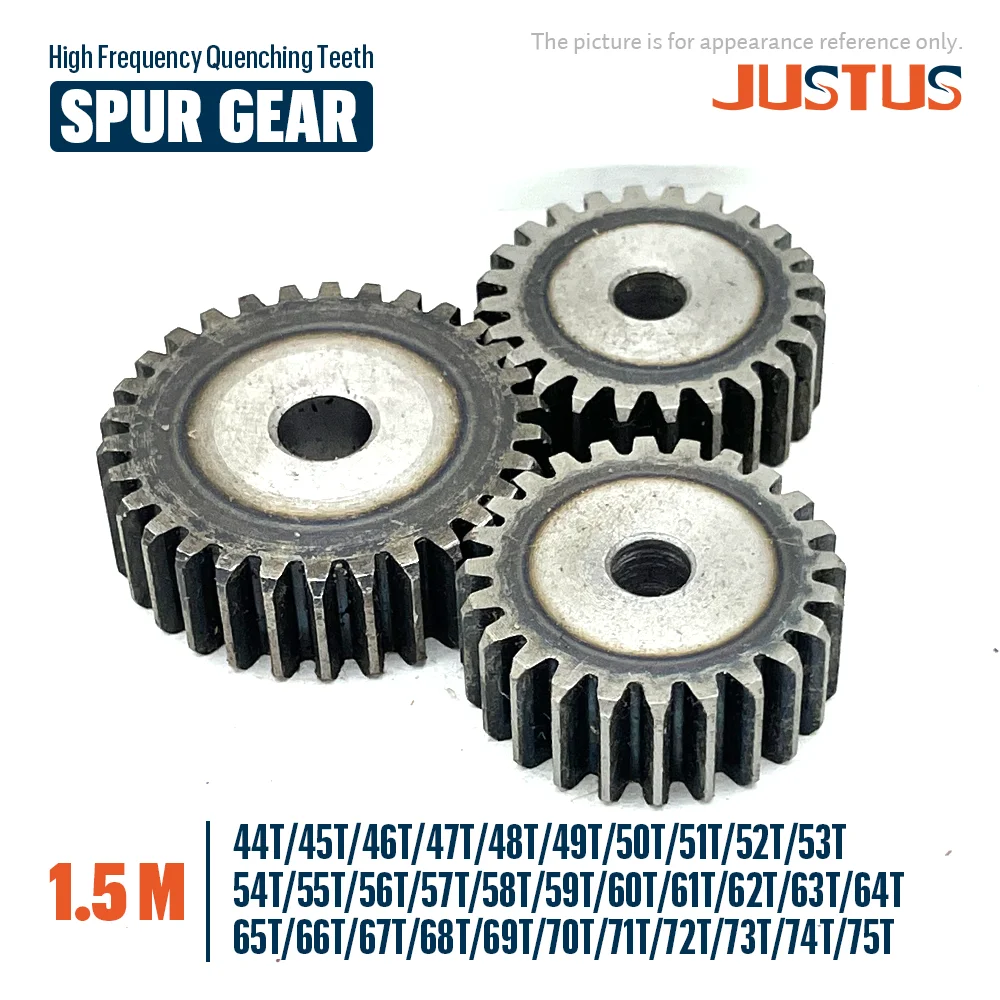 

1.5M Spur Gear 44T/45T/46T/47T/48T - 74T/75 Teeth SC45# Carbon Steel Material Cylindrical Gear High Frequency Quenching Teeth