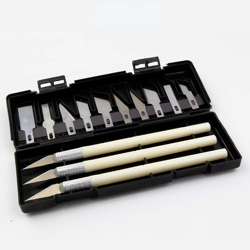 13Pcs/set Art Carving Cutter With Box Paper Cutter Metal Blade Wood Carving Knife Blade Replacement Operation Scalpel Craft