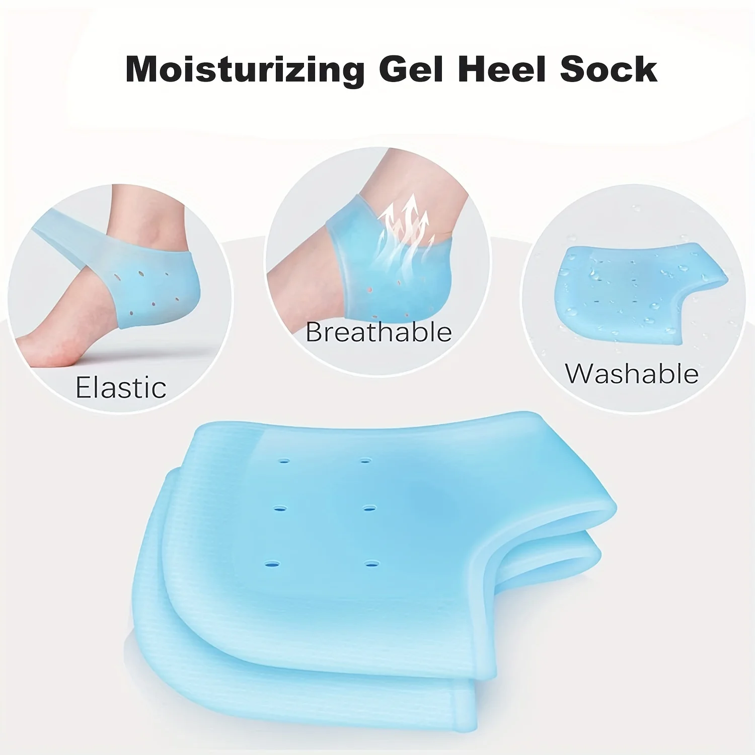 2Pcs Silicone Feet Care Socks Moisturizing Gel Heel Thin Socks with Hole Cracked Foot Skin Care Protectors Foot Pedicure Tools