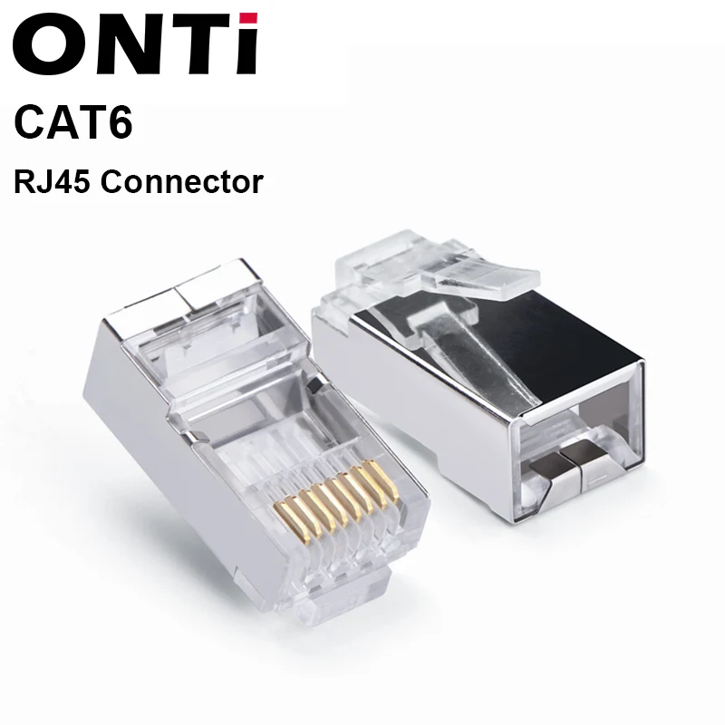 RJ45 CAT6 موصل 8P8C وحدات محول القابس إيثرنت كابل رئيس 1Gbps جيجابت شبكة تجعيد كريستال UTP 10/50 قطعة أوماي