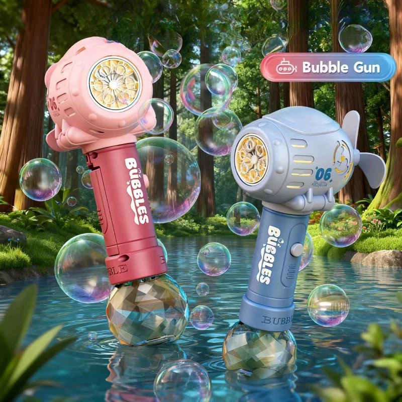 Childrens Outdoor Submarine Bubble Machine Electric Handheld Multi Hole Cute Rechargeable Fully Automatic Bubble Stick Kids Toys