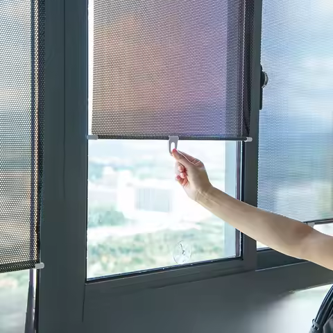 Universal Roller Blind Suction Cup Sunshade Window Shade Nailfree Easy Install Adjustable Curtain for Car Bedroom Kitchen Office