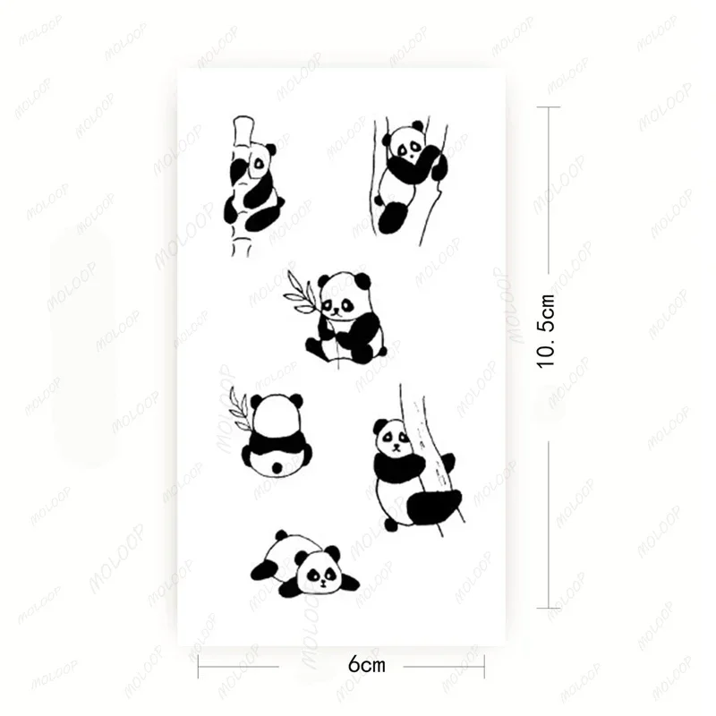 Tattoo Sticker Body Art Black White Drawing Little Element lovely panda animal Water Transfer Temporary Fake tatto flash tatoo