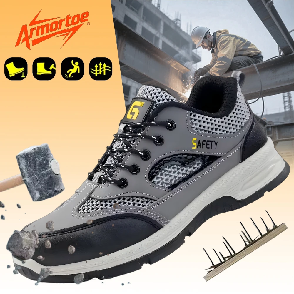 

ArmorToe Anti-smashing Anti-stabbing Summer Models of Safety Shoes Lightweight Wear-resistant Hiking Shoes Non-slip #Armor2561