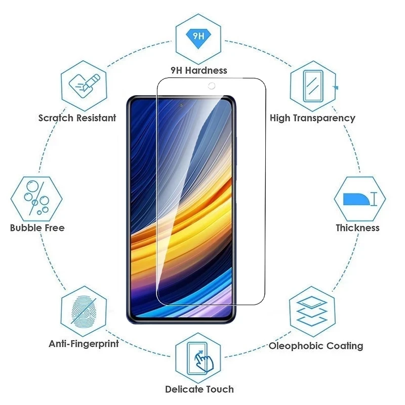 Tempered Glass for Mi Poco X3 Pro NFC F3 M3 M4 GT Screen Protectors for Xiaomi Redmi Note 11 10 9 8 Pro 9s 10s 9T 8T 9A 9C Glass