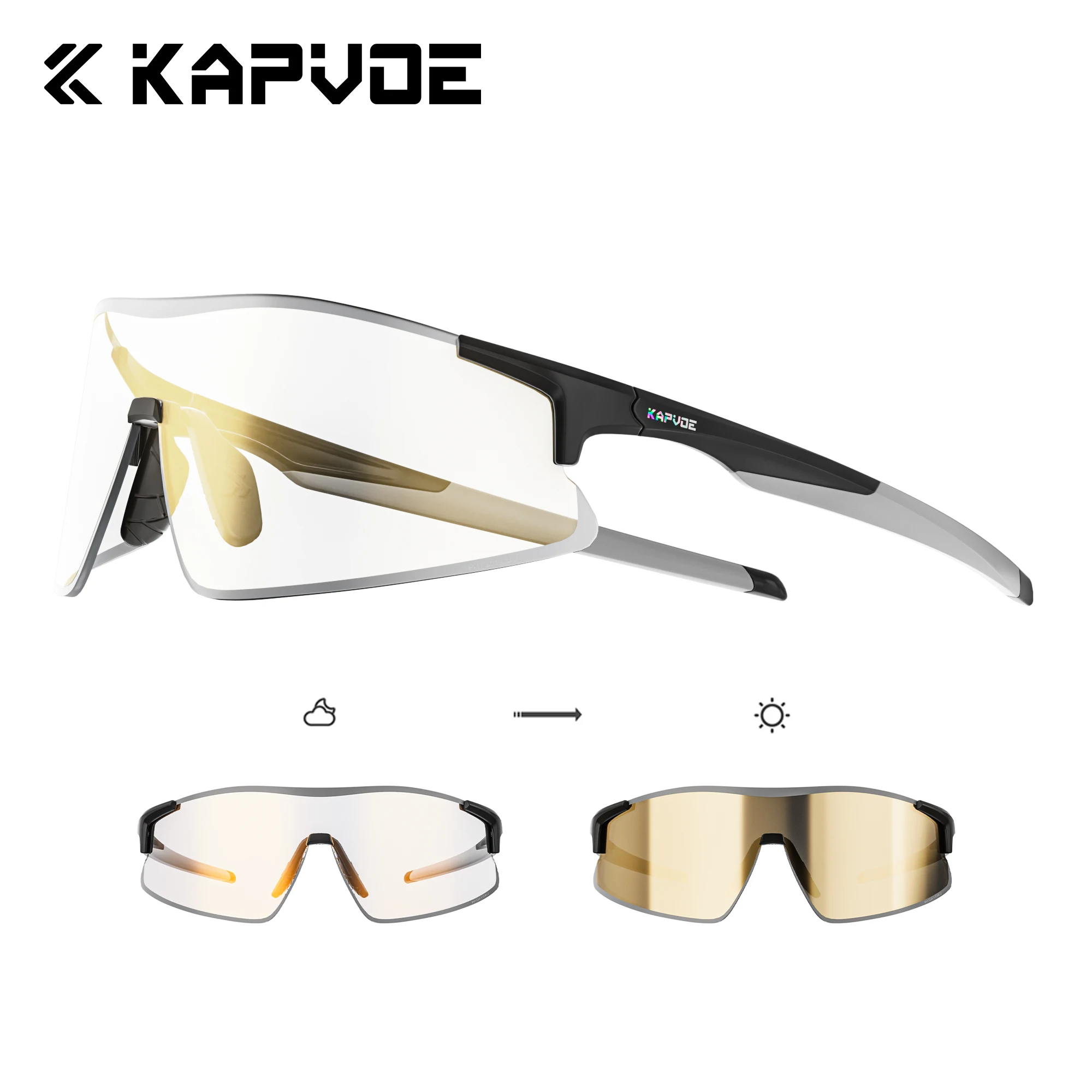 

Kapvoe New Sports Sunglasses Photochromic Cycling Glasses Mountain Bicycle Goggles MTB Road UV400 Protection Sun Eyewear for Man