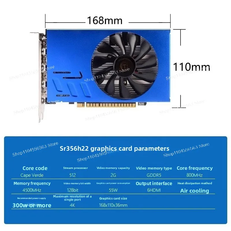 "Multi-Screen Graphics Card – 6 HDMI Ports for 6 Displays, Lock Screen Support, RX580/R7 350, Stock Futures Splicing & Fusion" - view 4