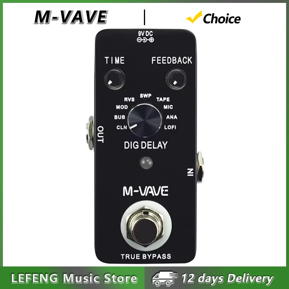 M-VAVE Guitar DIG DELAY Effect Pedal 9 Delay Effect True Bypass Full Metal Shell Pedal Electric Guitar Parts & Accessories