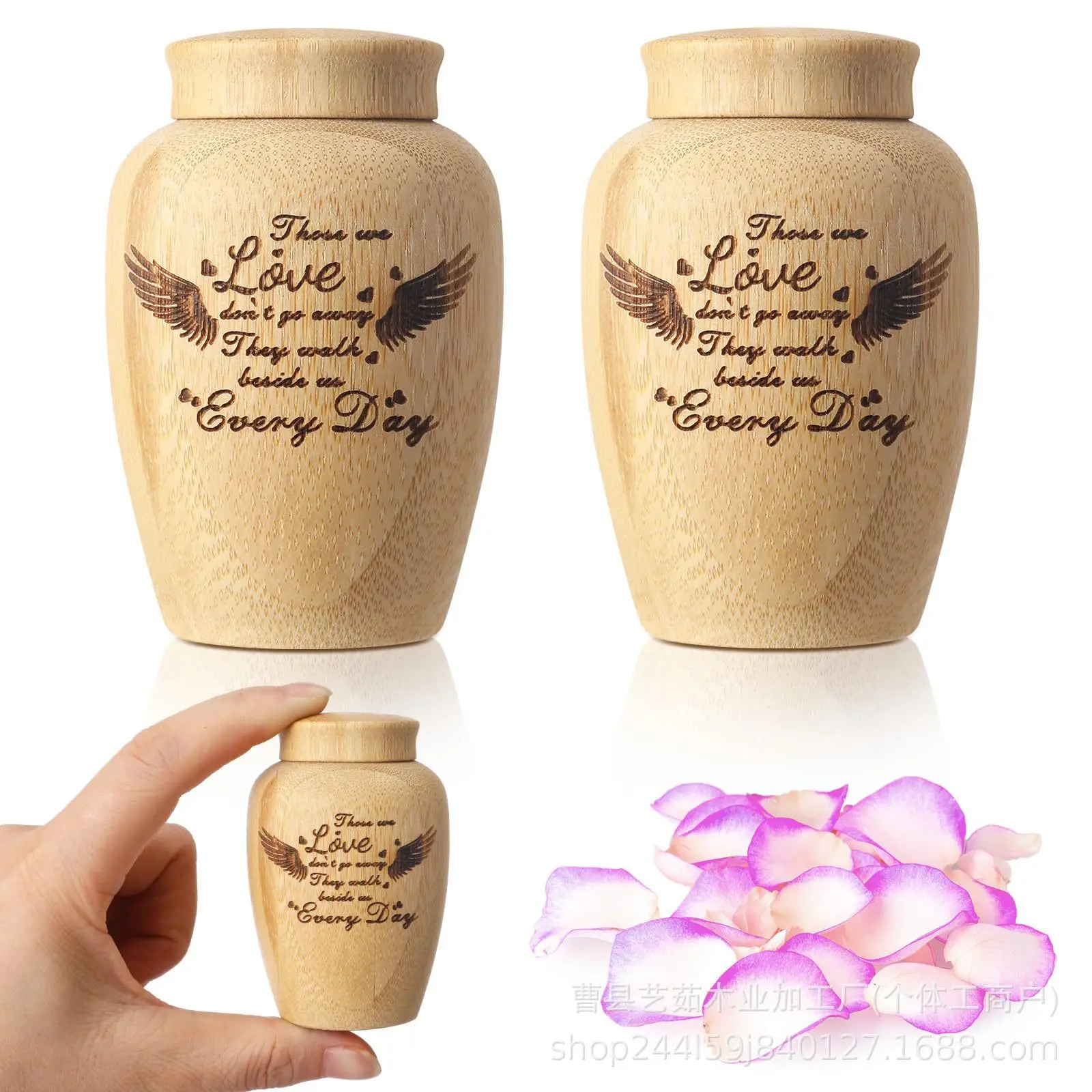 

Wooden Small Urn Small Animal Cremation Funeral Supplies Box Engraving Pattern Pet Coffin Urn