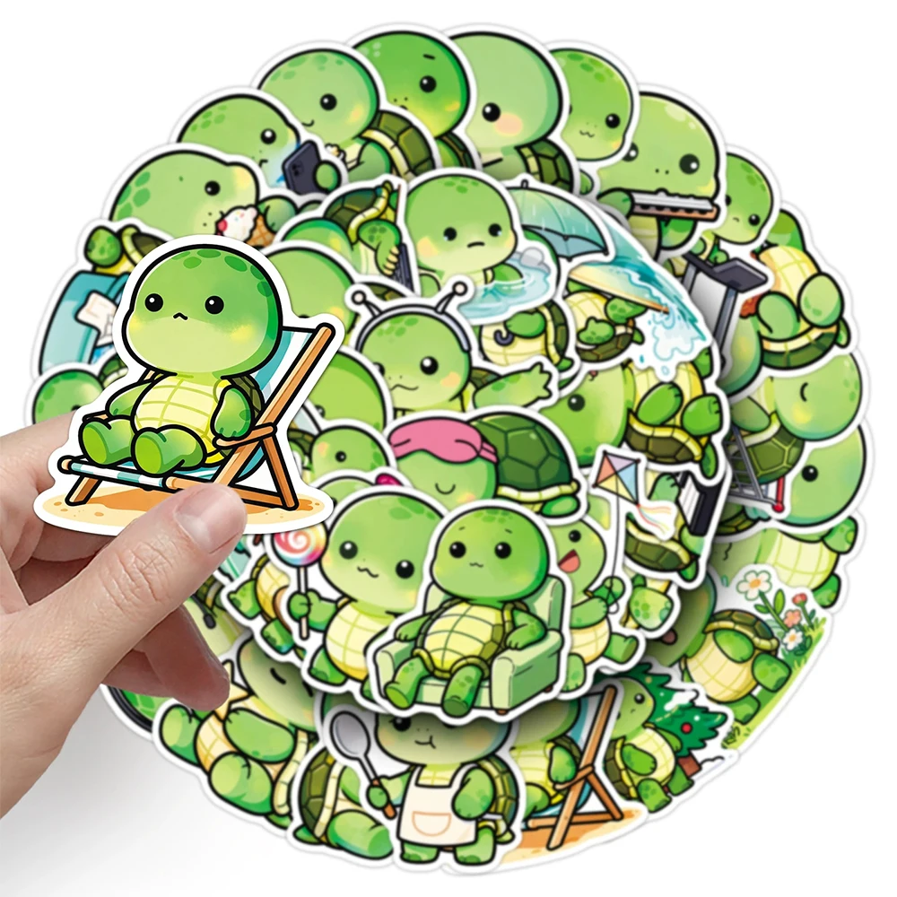 10/30/50 Stuks Leuke Grappige Groene Schildpad Cartoon Stickers Kawaii Creatieve Graffiti Sticker Notebook Waterfles telefoon Decals Verpakking