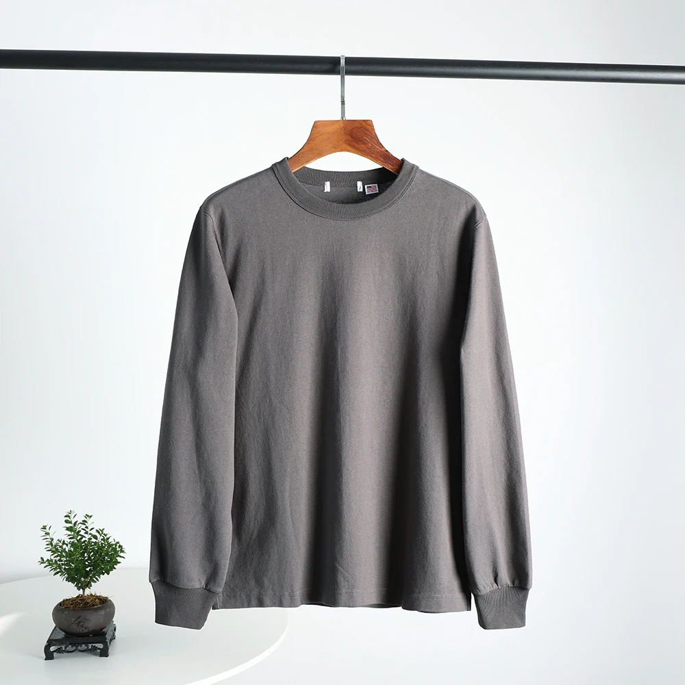 

Высококачественный хлопковый мужской свитшот с длинным рукавом и круглым вырезом, осенний, модный, повседневный, универсальный, однотонный.