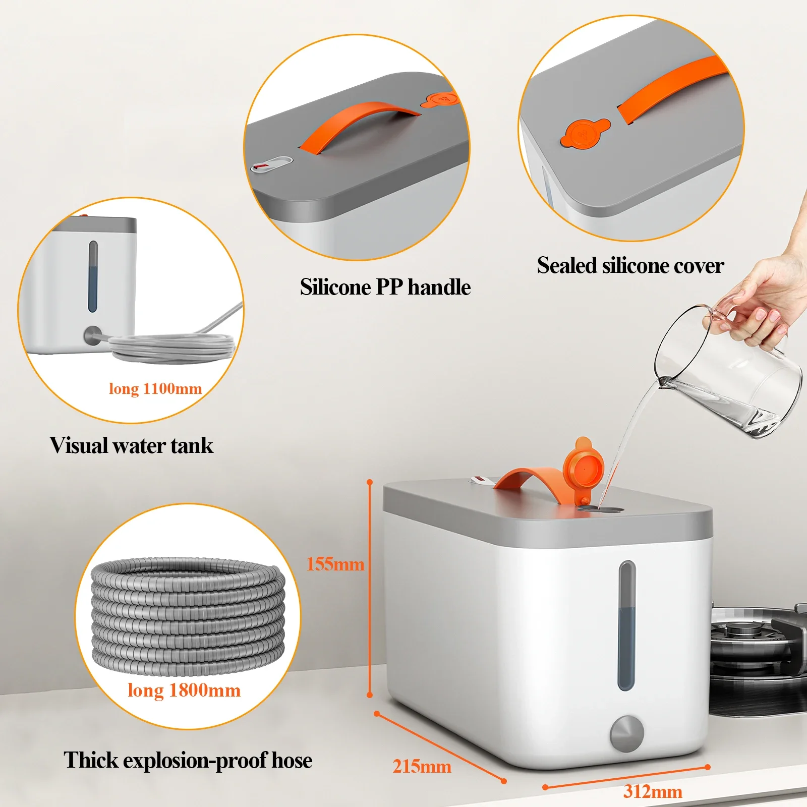 1500W 휴대용 스팀 청소기, 내부 장식품의 어려운 얼룩 및 때를 청소하기 위한 다용도의 강력한 스티머