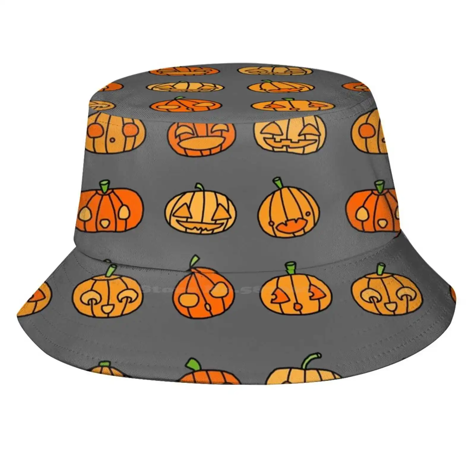 9 Orange Pumpkins Just Hanging Out On Hallowe'En- Up To No Good | Babyrage Item #I0021A Sun Cap Fisherman Hat Bucket Hats