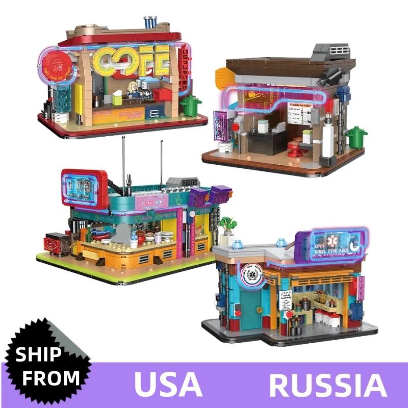 IN STOCK KS001 KS002 KS003 KS004 Cyber Street Corner Punk Series Puzzle Boy Chrismas Gifts Building Blocks Assembly Bricks Toys