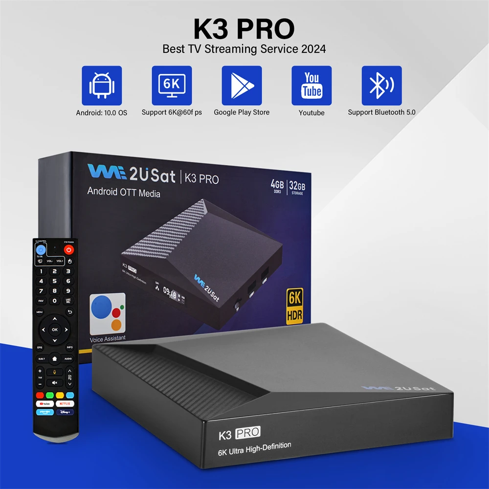 GTMEDIA K3 Pro Android Q (10.0) 6K HDR TV Box H.264/H.265 10bit Build in WiFi-6 2.4GHz/5GHz+BT 5.0,4GB+32GB STB Suit for the US