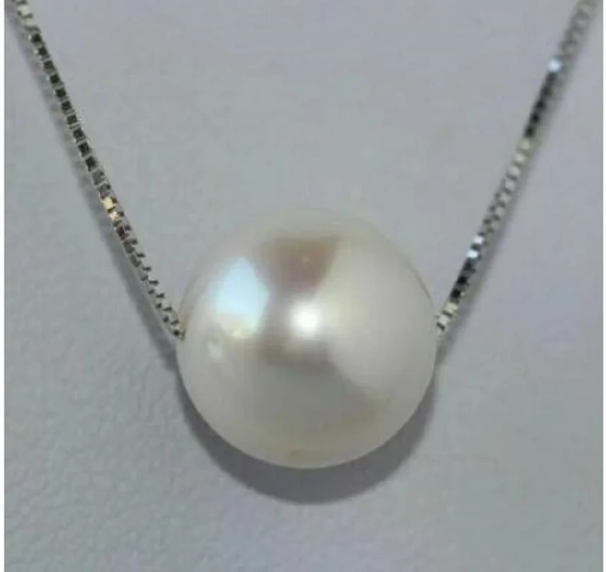 

8mm Natural Australian South Sea Round White Pearl Pendant Necklace 18inch