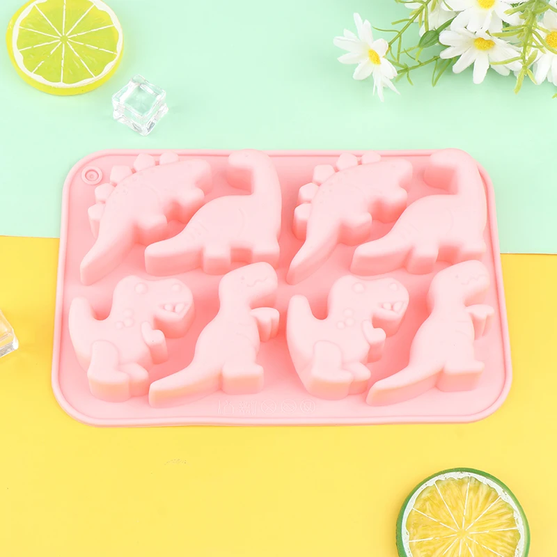 1Pc 8 Cavity Dinosaur Silicone Mold DIY Dinosaur Cake Decor Candy Jelly Baking Tool Candle Soap Mould Ice Tray Decor Mold