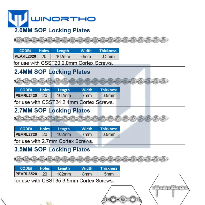 SOP PEARL locking bone plate ALPS veterinary orthopedic instruments  TPLO pet animal surgical  winortho kyon cortex screws