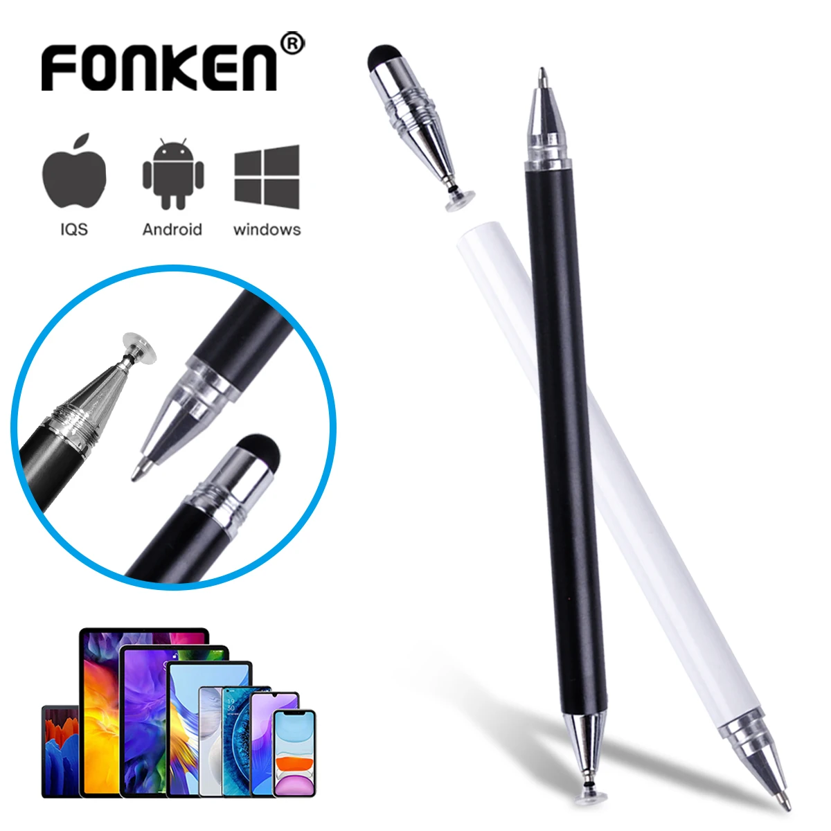 Penna stilo universale 3 in 1 per IOS Android Windows Touch Pen per Apple iPad Matita per Huawei Lenovo Samsung Phone Tablet Pen