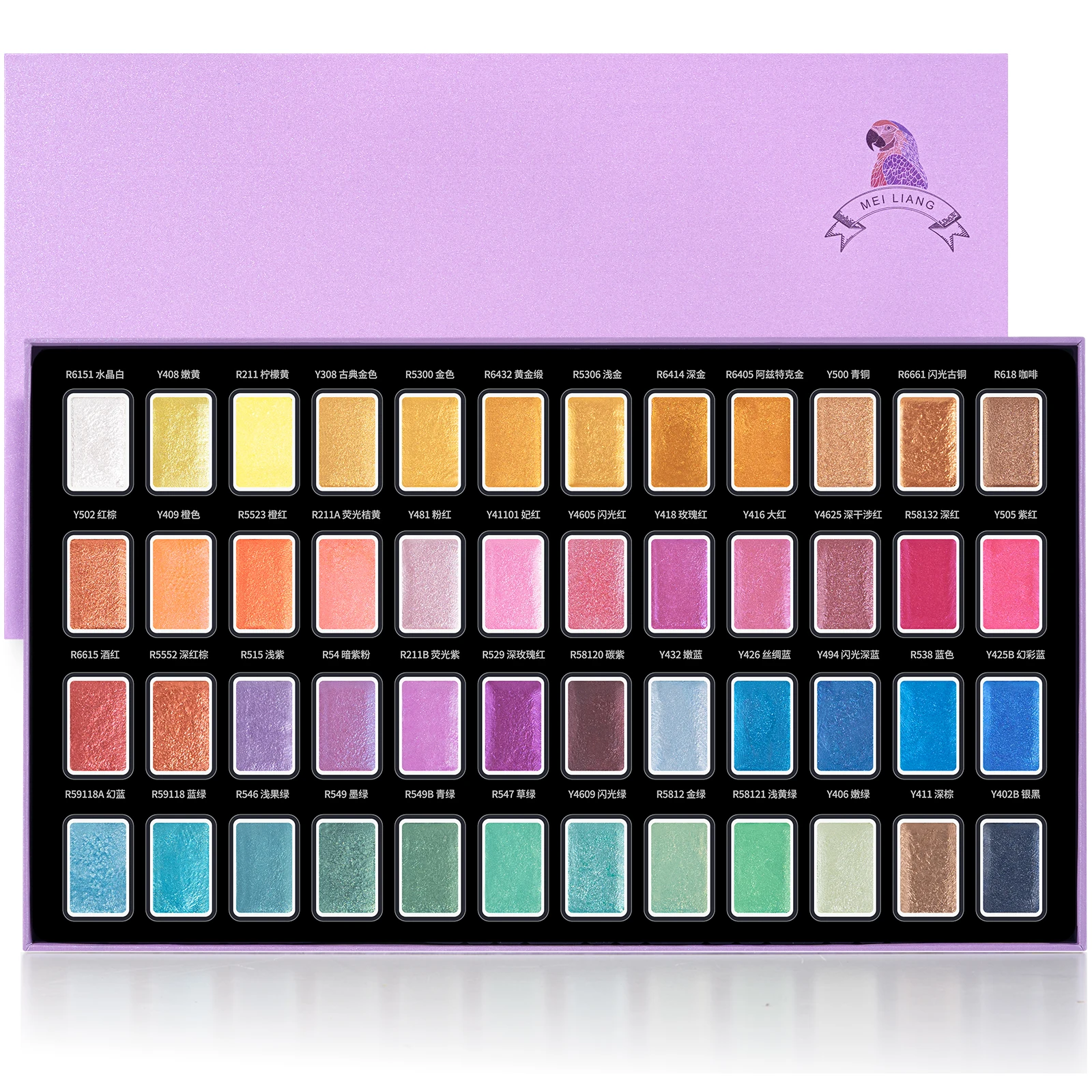 48 Colors Metallic Watercolor Paint Set, Full-Pan Pearlescent Water color, Glitter Colors Removable Pans for Beginners, Artists