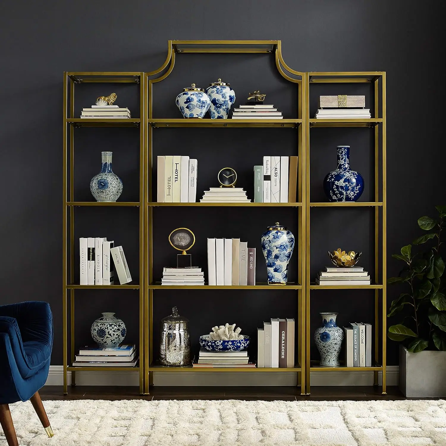 bookcase set with glass bookcase, bookcase storage, oil rubbed bronzeArt Deco inspired design provides upscale display