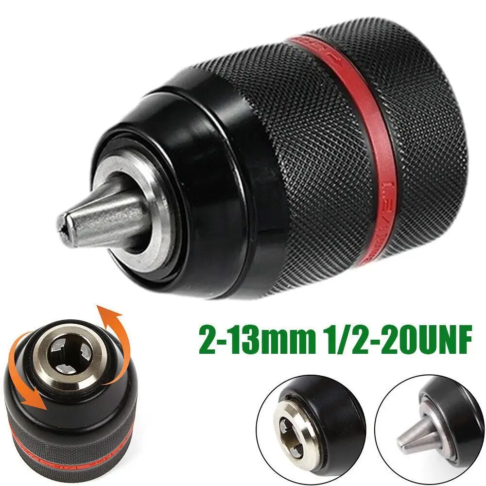 

Power Tools 2-13mm Keyless Drill Metal Heavy Duty Keyless Chuck Black Impact Drill Adapter